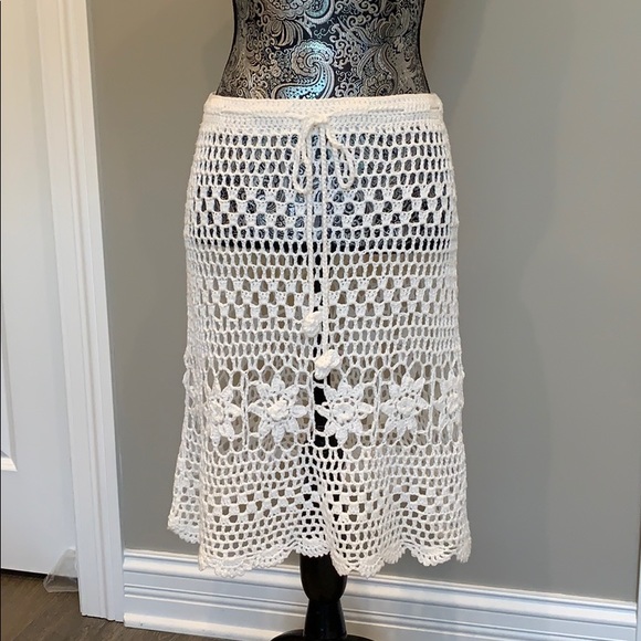 white crochet beach skirt